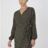 Brave Soul Black / Yellow Floral Long Sleeve Mini Wrap Dress