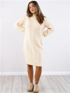 Dv8 Cream Cable Knit Jumper Dress -Deals The Lush Dresses Store 29711 2