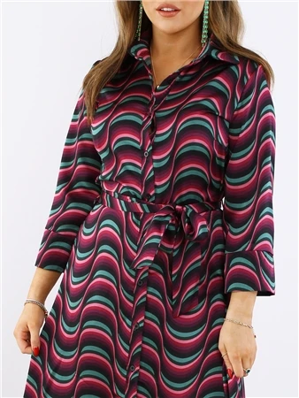 Ax Paris Purple Print Tie Waist Midi Shirt Dress 2 Ax Paris Purple Print Tie Waist Midi Shirt Dress - Image 2